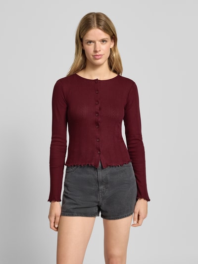 Pieces Kurtka z dzianiny o kroju slim fit z czystej bawełny model ‘MARIE’ Ciemnoczerwony 4