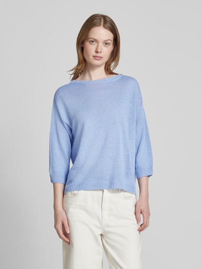 Weekend Max Mara Loose Fit Strickpullover aus reinem Leinen Modell 'SELZ' Hellblau 4