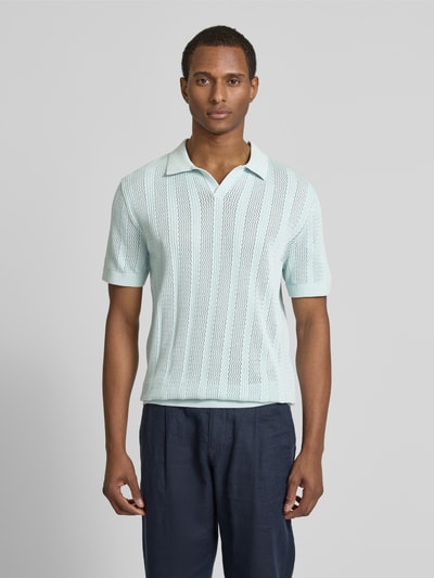 SELECTED HOMME Poloshirt in Strick-Optik Modell 'WELLS' Eisblau 4