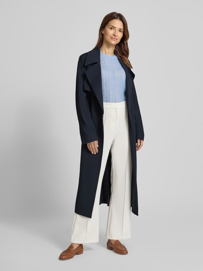 BOSS Regular fit trenchcoat met strikceintuur Marineblauw - 1