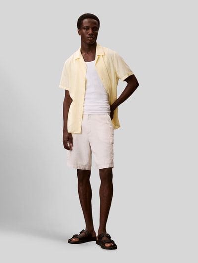 CK Calvin Klein regular fit vrijetijdsoverhemd van mix van linnen en lyocell Lichtgeel - 1