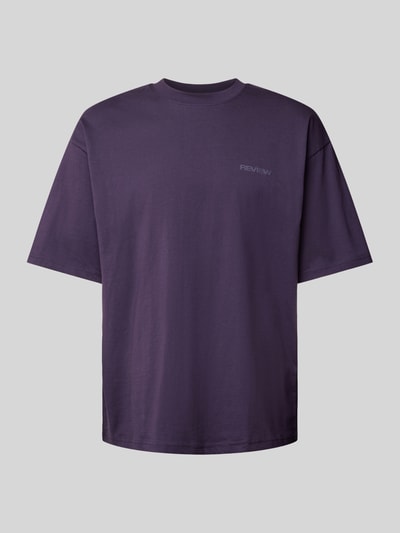 REVIEW Oversized T-Shirt mit Label-Print Aubergine 1