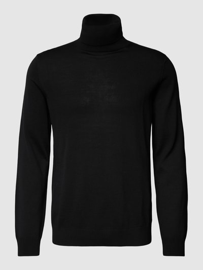 JOOP! Collection Sweter z wywijanym kołnierzem z wełny merino model ‘Donte’ Czarny 2