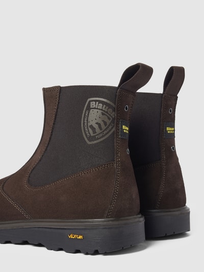 Blauer USA Ankle-Boots mit Label-Print Dunkelbraun 2