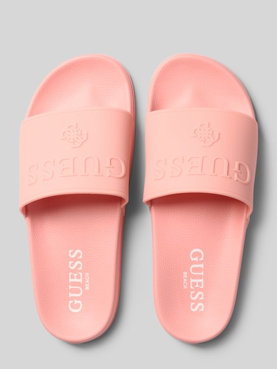 Productfoto, Sandalette mit Logo van guess in lichtroze, afgeronde punt, comfortmodel, rubberzool, hakhoogte maat 39/40: 3 cm