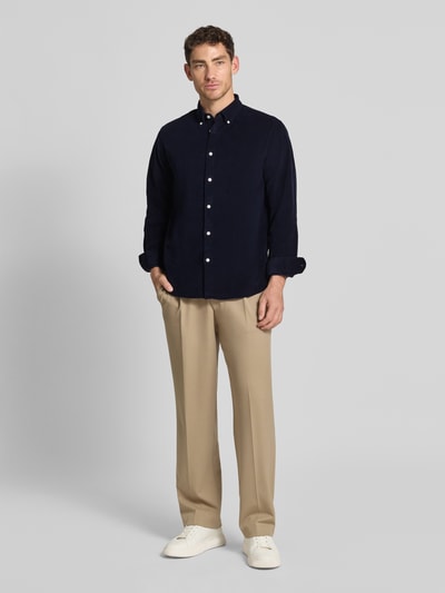 SELECTED HOMME Koszula sztruksowa o kroju regular fit z czystej bawełny model ‘DANNI’ Ciemnoniebieski 1