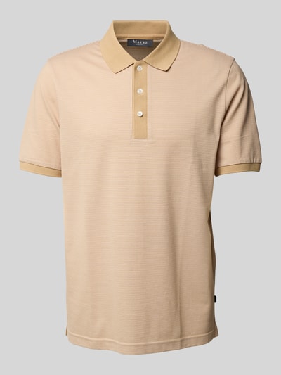 MAERZ Muenchen Slim fit poloshirt met structuurmotief Zand - 2