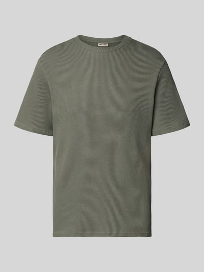 Produktfoto, Regular Fit T-Shirt aus Baumwoll-Mix Modell 'TOBIE' von Only & Sons, unifarben, Waffel-Struktur, Rundhals, grünlich