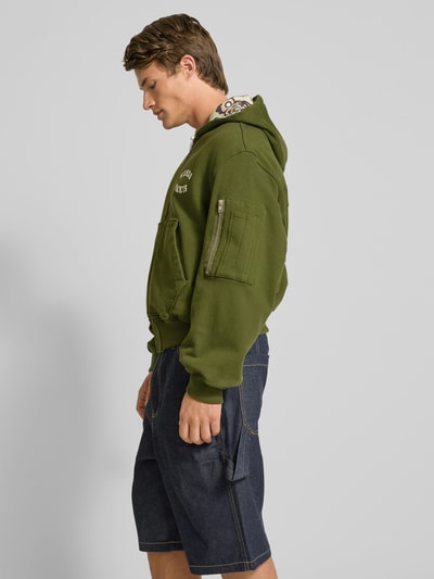 Kenzo Sweatjacke mit Label-Print Khaki 3