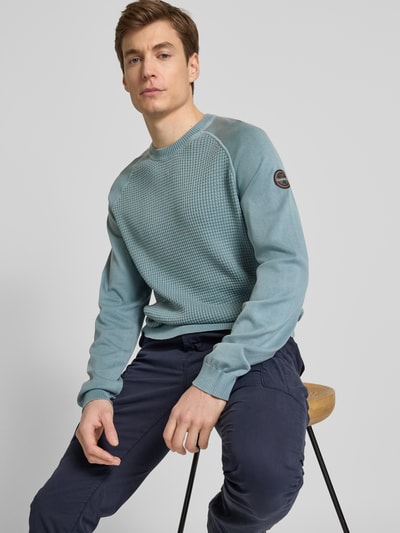 Napapijri Gebreide pullover met raglanmouwen, model 'ZANCA' IJsblauw - 3