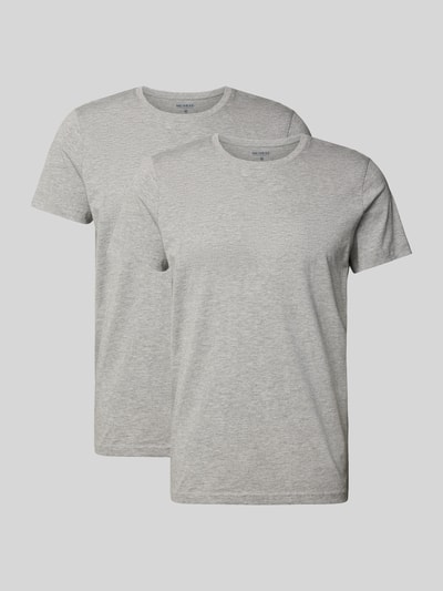 Produktfoto, T-Shirt mit Rundhalsausschnitt im 2er-Pack von MCNEAL aus Baumwoll-Viskose-Mix in Hellgrau, Regular Fit, dezente melierte Struktur
