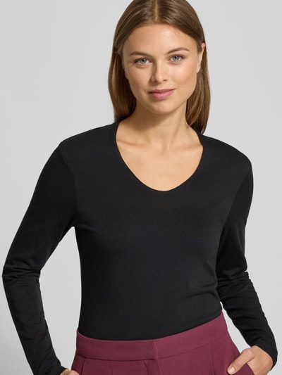 More & More Bluzka z długim rękawem z dekoltem w serek Czarny 3