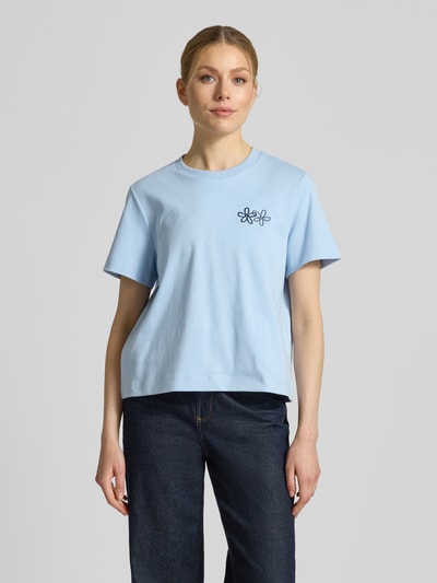 VERO MODA Damski t-shirt o kroju regular fit z czystej bawełny model 'SARA' Jasnoniebieski 4