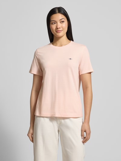 GANT T-Shirt mit Label-Stitching und Rundhalsausschnitt Rosa 4
