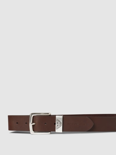 Emporio Armani Leren riem met doornsluiting, model 'CINTURA' Donkerbruin - 2