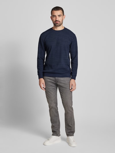 Tom Tailor Regular Fit Sweatshirt aus Baumwoll-Mix in Melange Dunkelblau 1