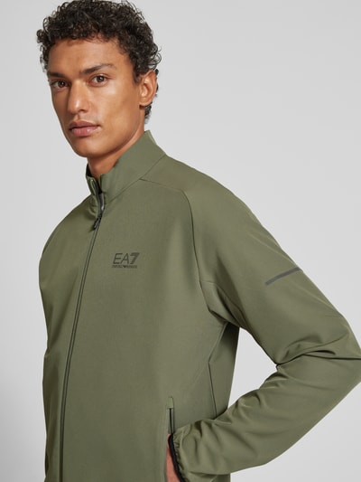 EA7 Emporio Armani Regular Fit Sweatjacke mit Logo-Print Modell 'Ventus' Schlamm 3