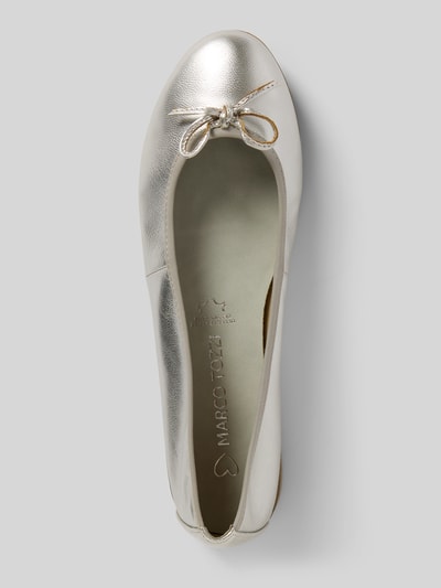 Marco Tozzi Ballerinas aus Leder mit Schleifen-Detail Silber 3
