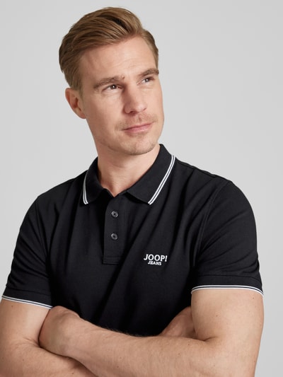 JOOP! Jeans Regular Fit Poloshirt mit Knopfleiste Modell 'Agnello' Black 3