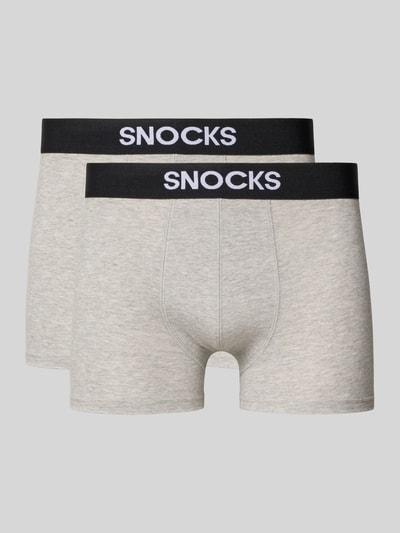 Snocks Slim Fit Boxershorts mit Logo-Detail im 2er-Pack Mittelgrau Melange 1