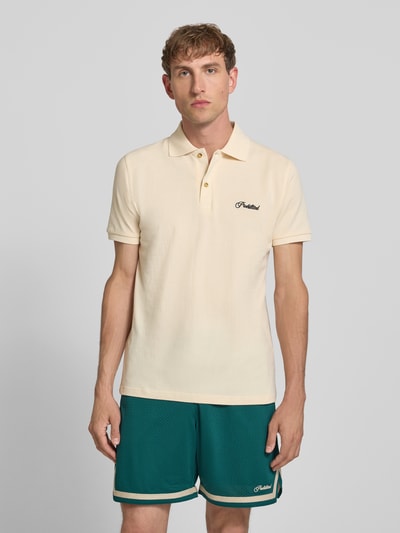 PROHIBITED Slim Fit Poloshirt mit Label-Stitching Modell 'Hampton' Offwhite 4