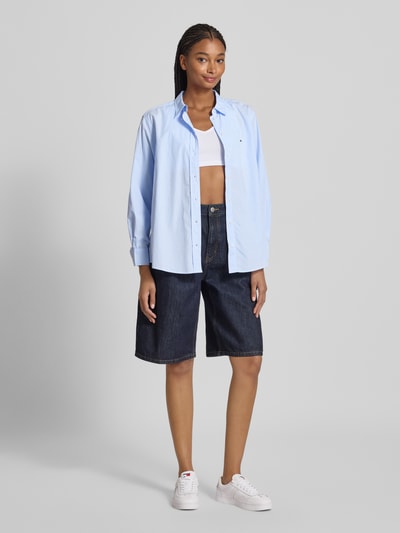 Tommy Jeans Bluzka z długim rękawem o kroju comfort fit z bawełny Jasnoniebieski 1