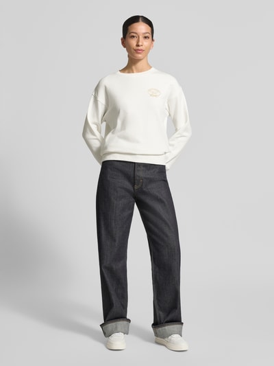 GANT Sweatshirt mit Label-Stitching und Rundhalsausschnitt Ecru 1