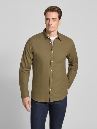 SELECTED HOMME Slim fit vrijetijdsoverhemd van puur katoen, model 'SLIMOWEN' Olijfgroen gemêleerd - 4