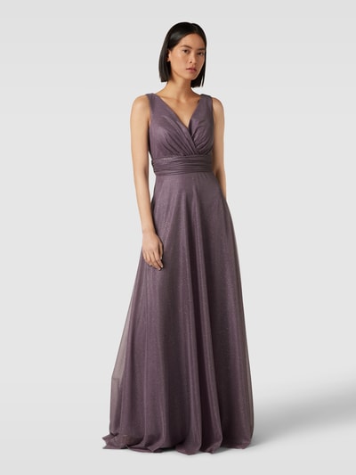 TROYDEN COLLECTION Abendkleid mit Taillenband in schimmerndem Look Mauve 4