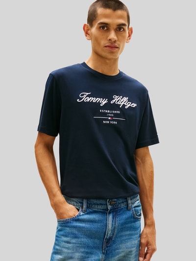 Tommy Hilfiger regular fit T-shirt van puur katoen Marineblauw - 4