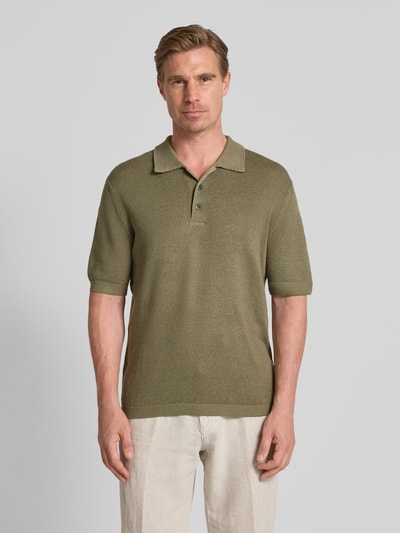 Marc O'Polo Regular Fit Poloshirt aus Leinen-Baumwoll-Mix Oliv 4