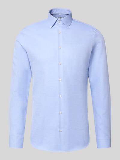 Jake*s Slim Fit Businesshemd mit Strukturoptik Bleu 1