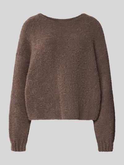 Produktfoto, brauner Pullover aus Leinen-Mix mit Alpaka-Anteil Modell 'Zolly' von American Vintage, Relaxed Fit, Strick-Optik, Damenmode