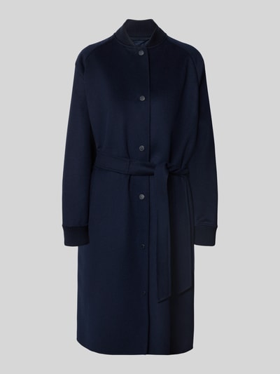 Produktfoto, donkerblauwe gewatteerde mantel van scheerwol, rechte vorm, gladde textuur, Regular Fit Steppmantel aus reiner Schurwolle Modell 'ABBONO' van Weekend Max Mara, Dames