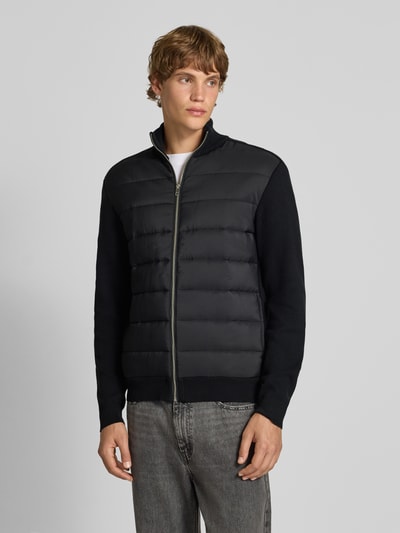 JACK & JONES Strickjacke mit Steppnähten und Stehkragen BLACK 4