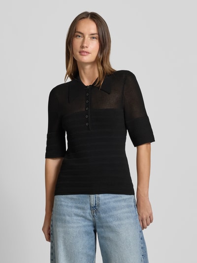 Gestuz Koszulka polo z mieszanki wiskozy z krótką listwą guzikową Czarny 4