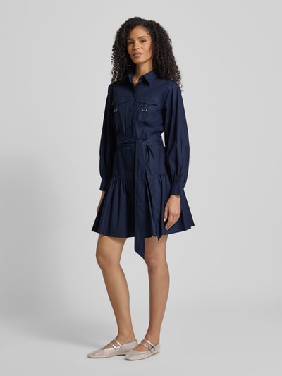 Lauren Ralph Lauren Overhemdjurk met strikceintuur, model 'GARNLEY' Marineblauw - 1