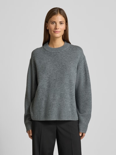 Jake*s Casual Sweter o luźnym kroju z dzianiny z wełny Ciemnoszary melanż 4