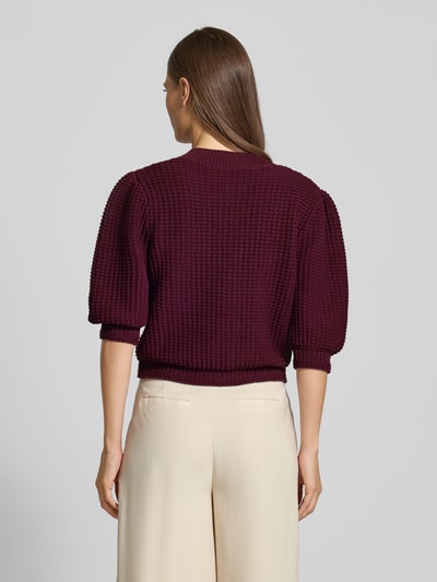 Bash Strickjacke mit durchgängiger Knopfleiste Modell 'Garance' Bordeaux 5