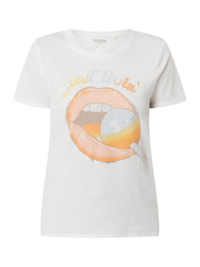 Guess T-Shirt mit Message Offwhite 2