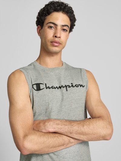 Champion Top mit Logo und Rundhalsausschnitt Hellgrau Melange 3