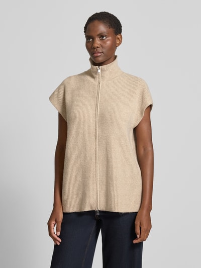 ICHI Kurtka z dzianiny o kroju relaxed fit z krótkim rękawem model ‘Ducie’ Beżowy 4