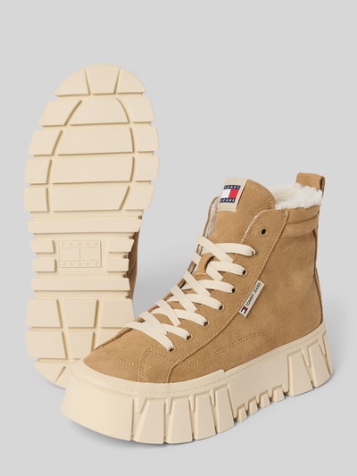 Tommy Jeans Kozaki sznurowane z naturalnej skóry welurowej model ‘VULC’ Jasnobrązowy 4
