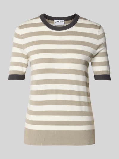 Jake*s Casual Gebreid shirt van viscosemix met streepmotief Kit - 2