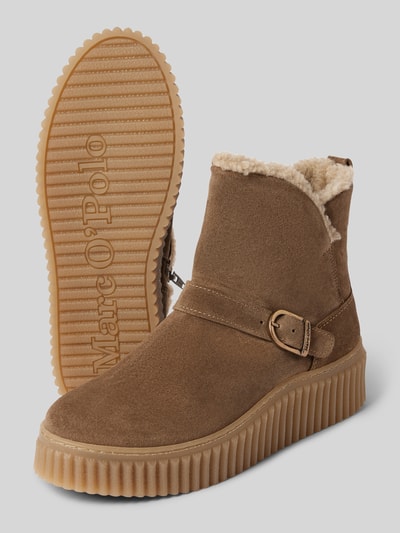 Marc O'Polo Boots aus echtem  Wildleder mit Teddy-Futter und Schnalle Taupe 4