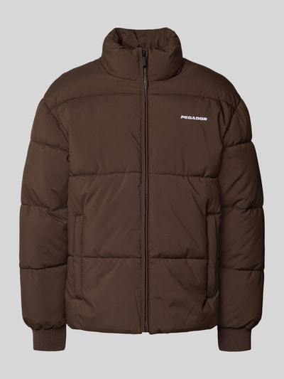 Pegador Kurtka pikowana o kroju regular fit z wyhaftowanym logo model ‘Solin’ Ciemnobrązowy 2