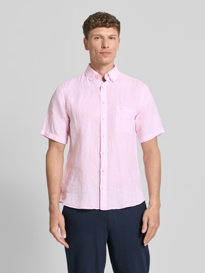 Fynch-Hatton Regular Fit Leinenhemd mit Button-Down-Kragen Hellrosa 4