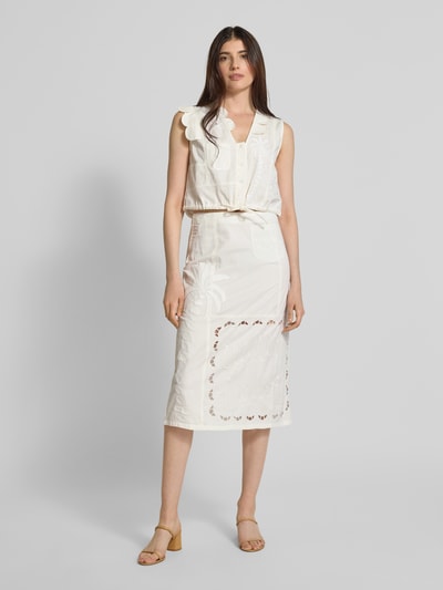 Stella Nova Midirock mit Lochstickerei Modell 'Elements' Weiss 1