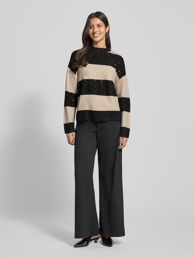 Christian Berg Woman Sweter z dzianiny o kroju oversized z prążkowanymi wykończeniami  Czarny 1