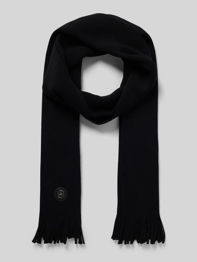 BOSS Szal z czystej żywej wełny model ‘ALBAS_BADGE’ Czarny 1